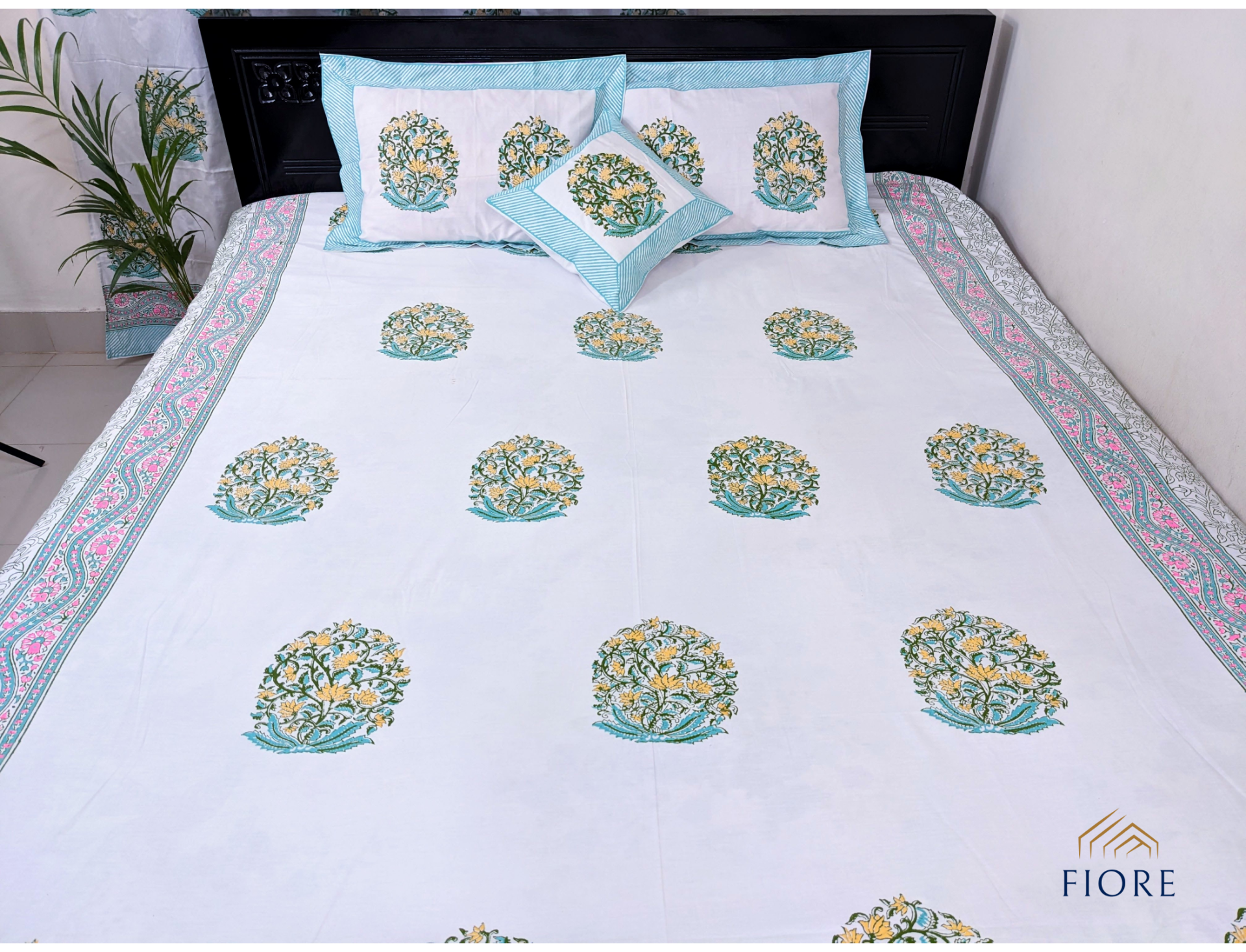 Luxury Hand Block Cotton Bed sheet. 